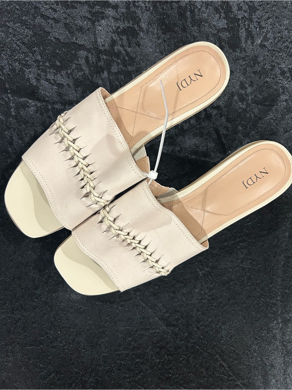 NYDJ Women's Light Beige Rory Slide Mules with Braided Detail